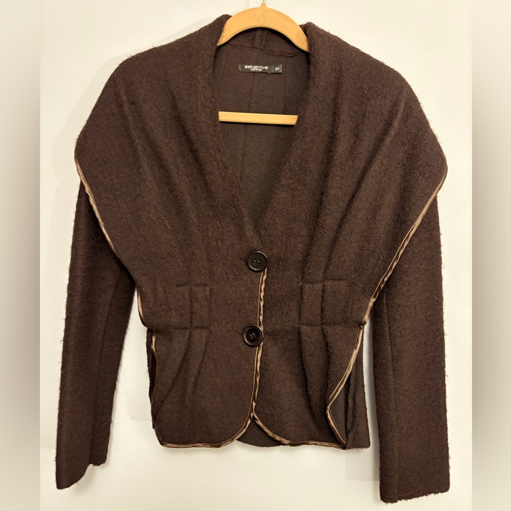 Beautiful Italian chocolate brown boiled wool jacket